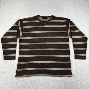Banana Republic Sweater Mens Medium Brown‎ Striped Alpaca Wool Blend Pullover